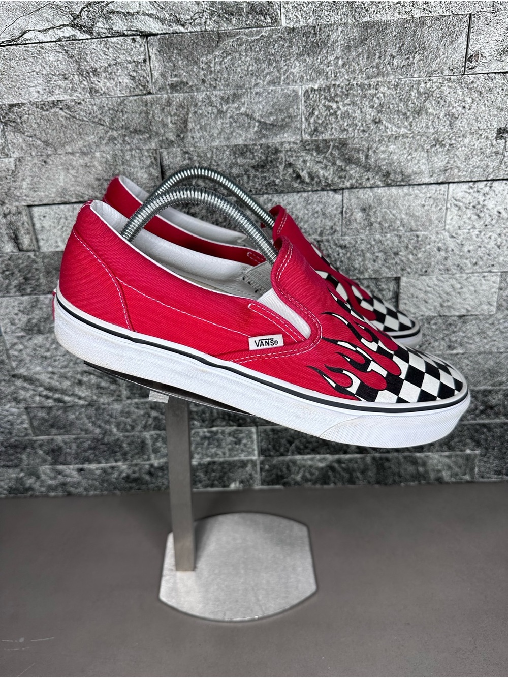 Vans Classic Slip-on Checker Flame Racing Red M9.5/W11